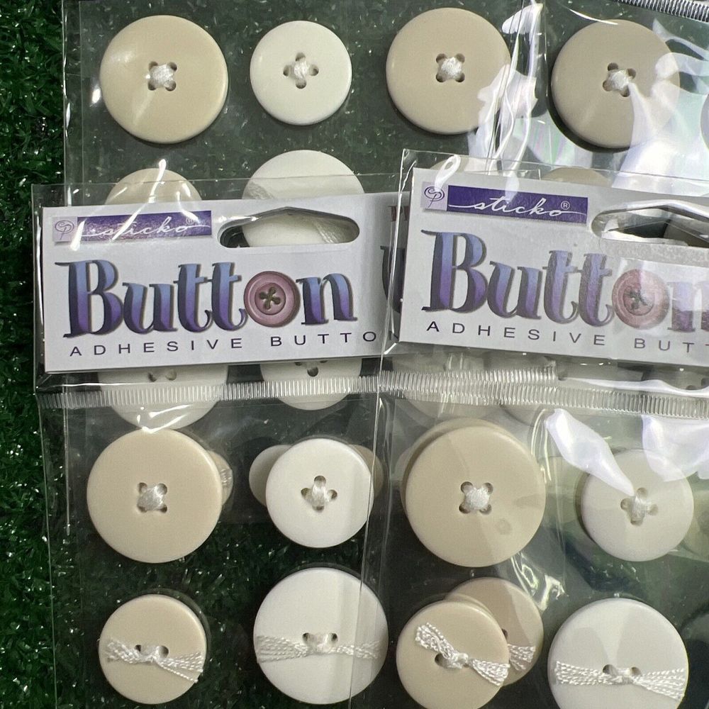 Sticko 3D Button Ups Adhesive Buttons Lot Of 6 Sealed Packages White Beige New - Picture 6 of 9